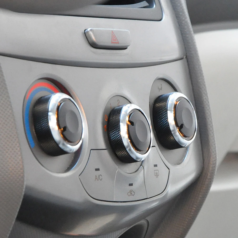 

3 pcs / set Aluminum Alloy For Chevrolet Lova Aveo AC air conditioning knob stickers Car Styling Accessories