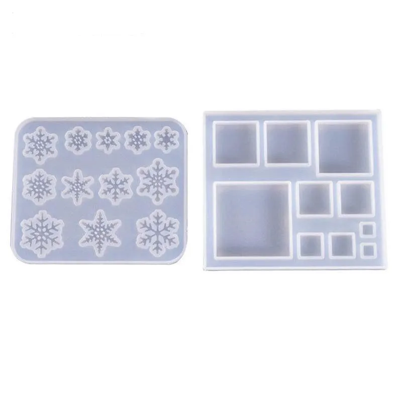 

DIY Crystal Epoxy Mold Snowflake Square Multi-Spec Mold Pendant Ornament Silicone Mold Jewelry Making