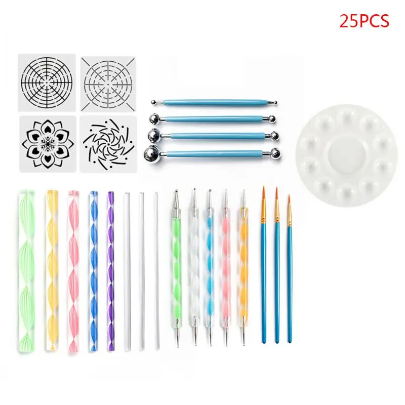 25pcs/set Mandala Dotting Tools for Painting Rock Stone Pen Paint