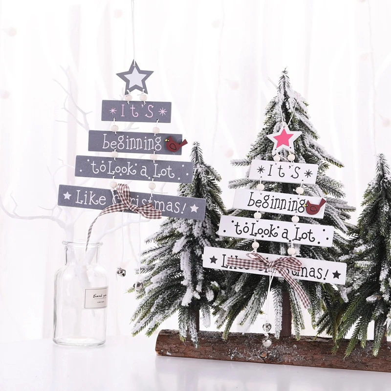 

Snowflake Star 28cm Christmas Tree Decoration for Home Creative Wooden Mini Christmas Ornaments Decoration adornos de navidad,Q