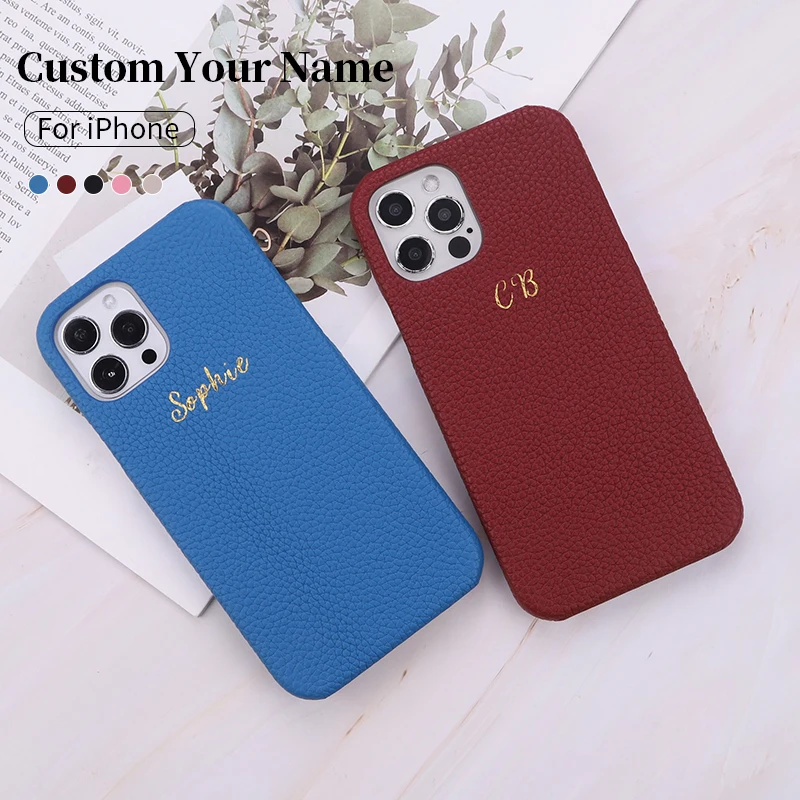 

Personalization Custom Initial Name Artistic font Leather Phone Cover For iPhone15 14 14ProMax 14Plus 13Promax 13 DIY Phone Case