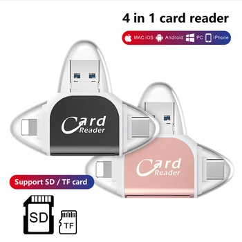 

4 in 1 USB Micro SD TF Card Reader Adapter for iPhone Android for iPad Macbook Android Camera High-speed Card Reader