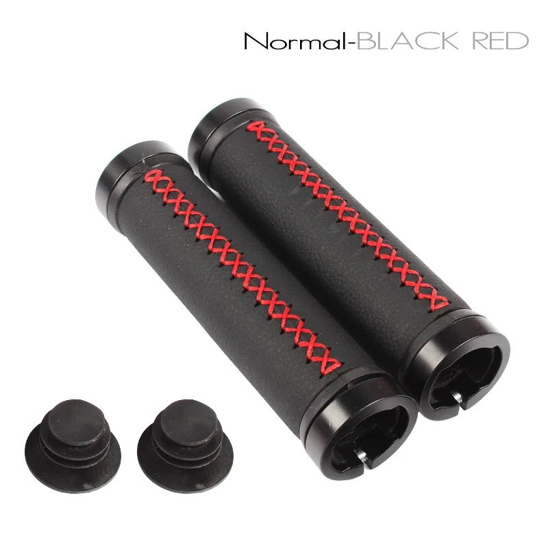Normal - Black Red Ergonimics удобное, для горного велосипеда RoadBike ручки руля противоскользящие ПУ кожаные Упоры для рук на руль велосипеда Запираемые горный велосипед сцепление лента для ручек крышка - Цвет: Normal - Black Red
