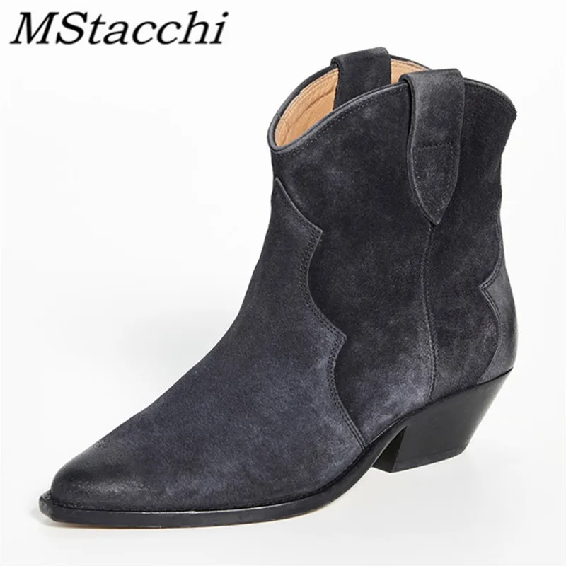 Botines de tacón crudo inglés para mujer, botas de piel de vaca de Color  sólido con punta estrecha, zapatos Retro de fiesta, 2022|Botas hasta el  tobillo| - AliExpress