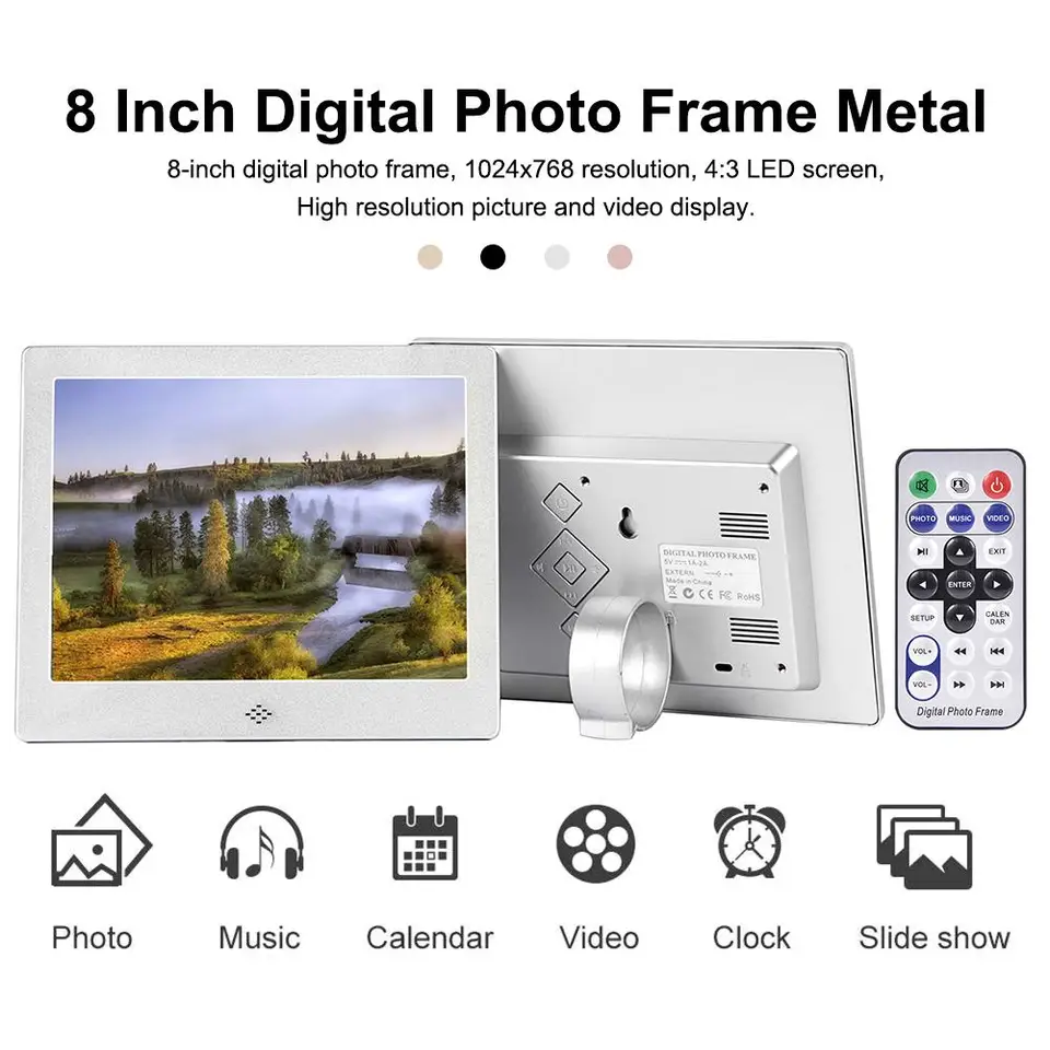 8 Inch Digital Photo Frame Metal 1024 X 768 Resolution 4 3 Led Screen Support 32gb Sd Card Calendar Digital Photo Frame Aliexpress