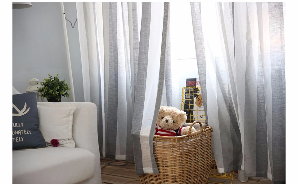 Серые полосатые отвесные для гостиной шторы из тюля для спальни для кухни современная ткань для обработки окон занавески