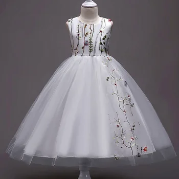 

2020 Flower Girl Dresses Tulle Ball Gown Pageant Dresses For Wedding Party First Communion Dresses With Embroidery Vestidos.