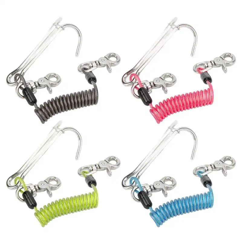 316 Stainless Steel Diving Current Hook Double Drift Hook Spiral Coil Lanyard Scuba Diving Accessories