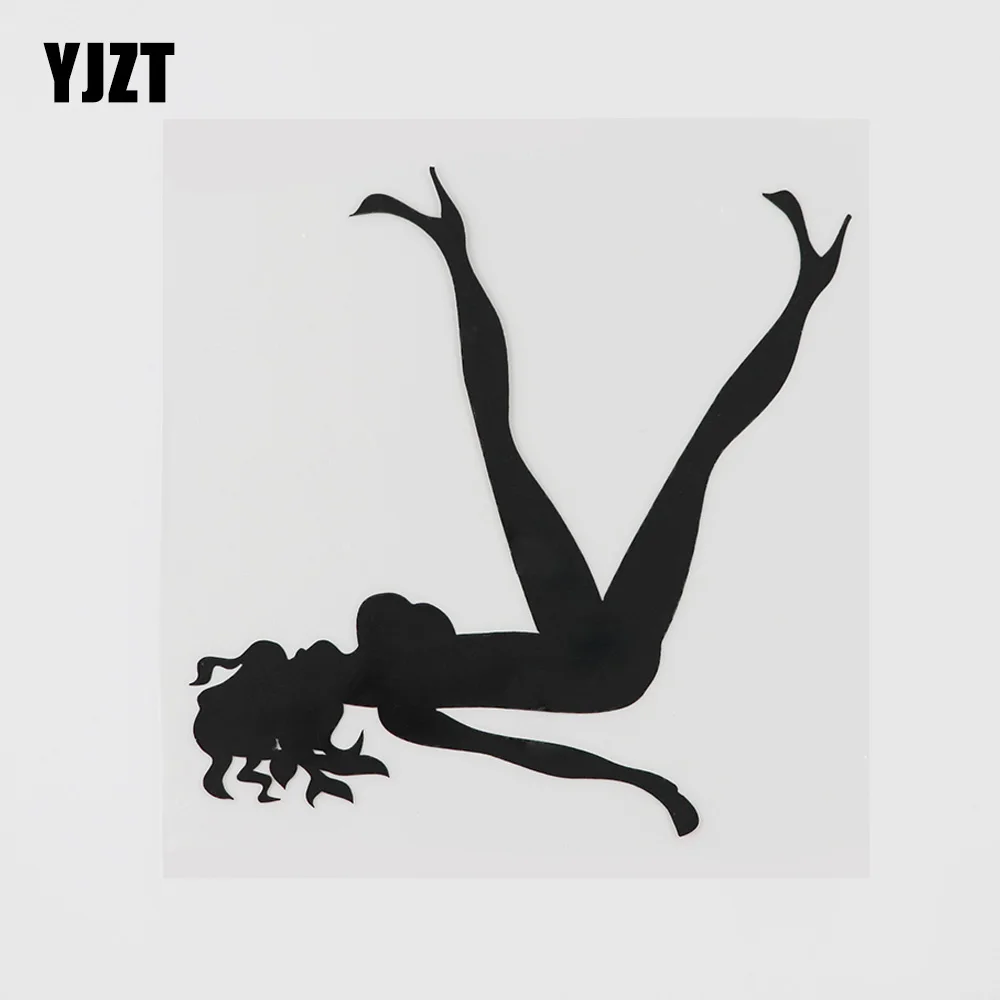 YJZT 12.9CMX12.9CM Striptease Go Go Hot Naked Sexy Girl Vinyl Car Sticker Black/Silver 8A-0484