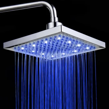 

Rain Square Shower Head LED Color Changing Shower Head Bathtub Shower Head Bathroom Three-color Washing Nozzle 8 Inches