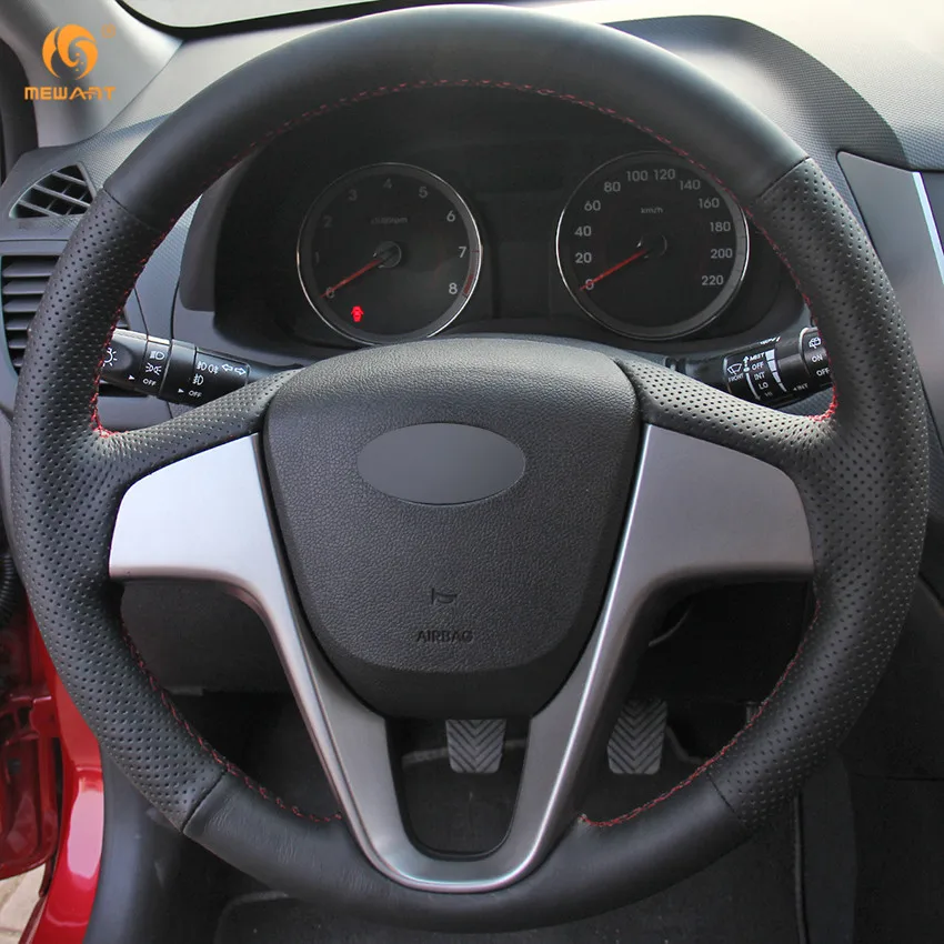 Чехол MEWANT из искусственной черной кожи для Hyundai Solaris 2010 2016 Verna i20 2009 2015 Accent|car steering