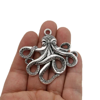 

JAKONGO Antique Silver Plated Octopus Charms Pendants for Jewelry Making Bracelet DIY Accessories