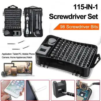 

Screwdriver Set 115 in 1 Torx Screw Driver Magnetic Bit Sets Hand For Phone Watch PC Repair Hex Driver Holder