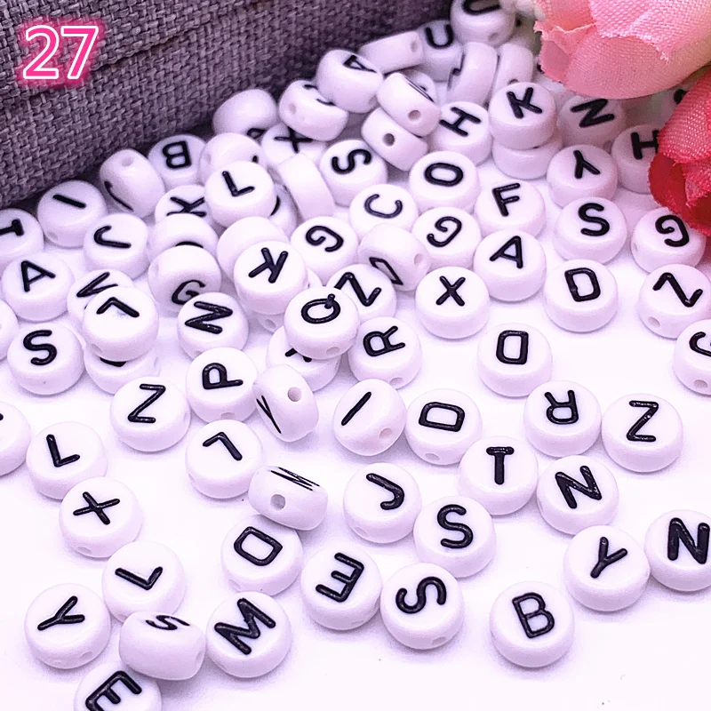 100pcs/lot 7x4mm Letter Beads Round Shape Alphabet Letter Charms Make Jewelry Accessories