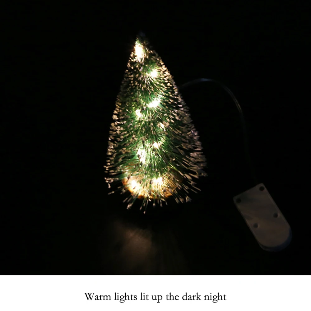 15-30 см рождественские украшения рабочего стола зеленый иней с светодиодный свет сосновые иглы пыль Мини искусственная Рождественская елка