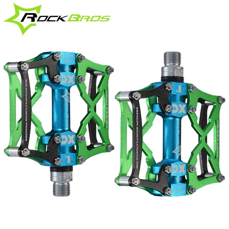 ROCKBROS велосипедные педали MTB велосипедные педали Платформа Велоспорт Магний Спорт на открытом воздухе многоцветные горные педали велосипедные аксессуары - Цвет: Green