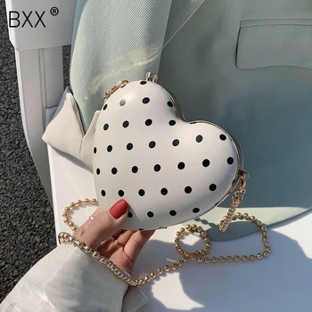 

[BXX] Small PU Leather Heart Shaped Shoulder Bags For Women 2020 Chain Design Handbags Female Travel Lady Fashion Hand Bag HM165