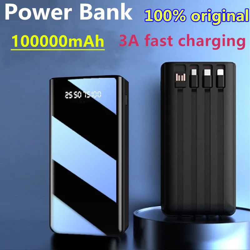 Новый внешний аккумулятор 100000 мАч Type C Micro USB быстрая зарядка светодиодный ным