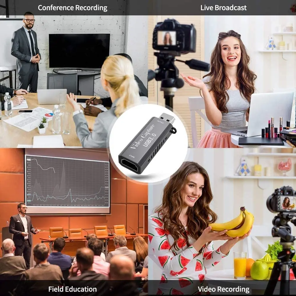 Newest Video Capture Card,4K HDMI to USB 3.0 Game Capture Device ,HD 1080P Audio Video Grabber for Live Streaming Conference