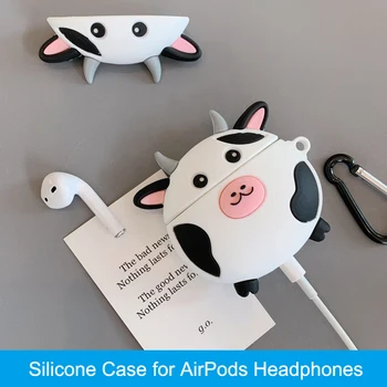 

Cute 3D Cow Silicone Protective Cover for Apple Airpods Charging Case LHB99