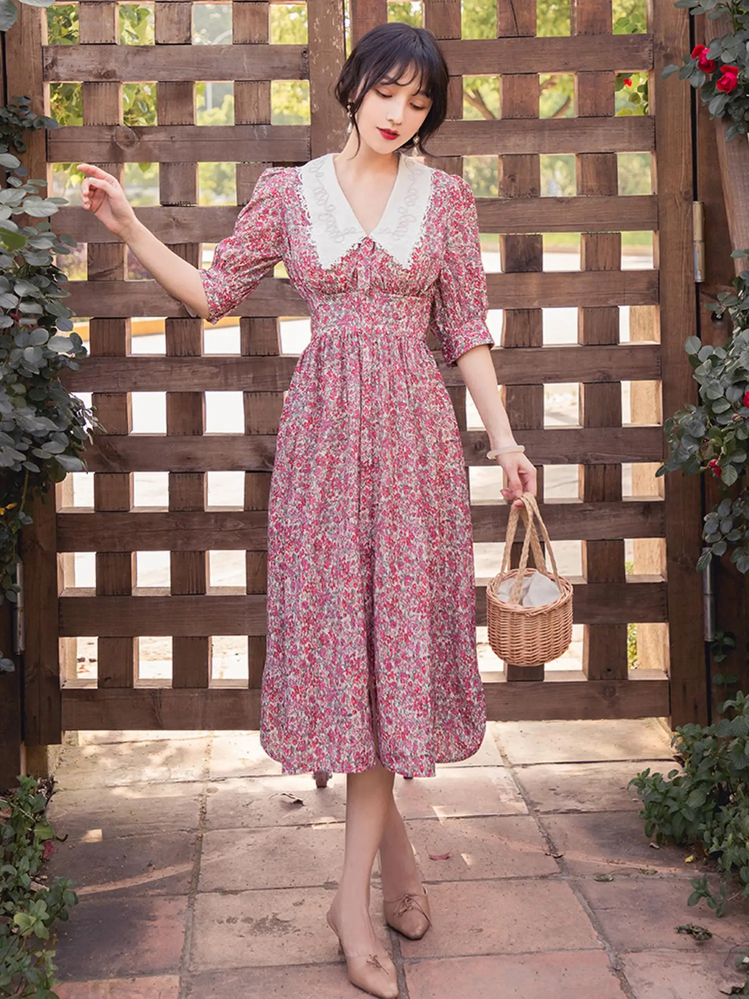 French princess dress hubble-bubble sleeve dress female small pure and fresh and super fairy flower dress