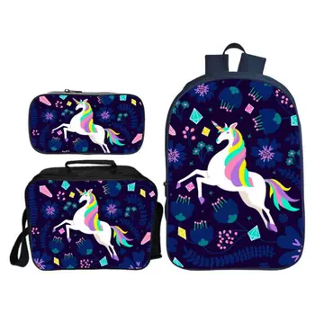 

3pcs/set Cartoon Children Unicorn Printing Backpack Kids School Bags Boys Girls Primary Schoolbag Students Suit Backpacks