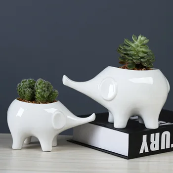 

Simple Outdoor Gardening Succulent Elephant Flower Pot Ceramic Flower Pot Desktop Potted Ornaments Elephant Hogard