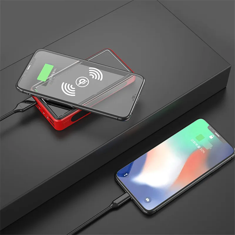 80000mAh QI Solar Wireless Power Bank Outdoor Portable Power Bank External Battery Fast Charger for Xiaomi Mi Samsung IPhone best power bank 20000mah