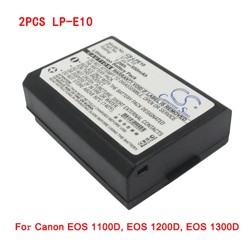 2pcs 950mAh Camera Battery LPE10 LP E10 For Canon EOS 1100D 1200D 1300D