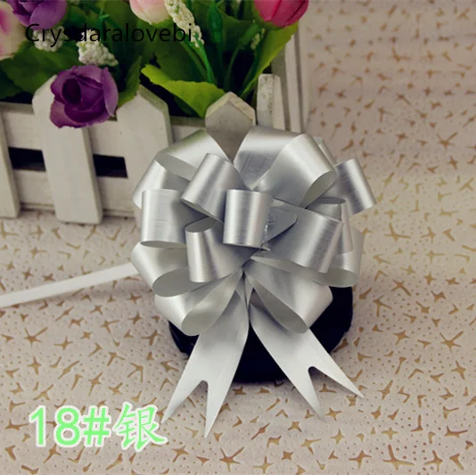 50pcs Beautiful Luster solid Color 18mm Pull Bow ribbon for gift Flower  bowknot Gift Packing Party Wedding Car Room Decoration