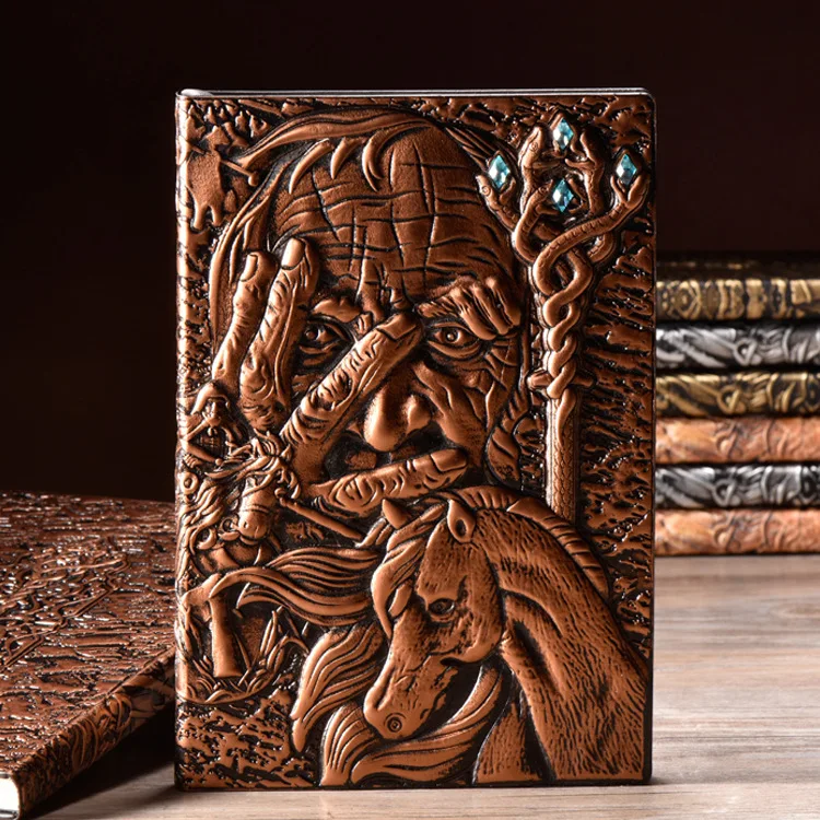 

Handbook relief European exercise books a5 Retro Notepad Business Notepad PU Leather notebooks journals Office Supplies