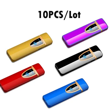 

10PCS/Lot Charging Lighter electronic ultra-thin USB cigarette lighter windproof induction for smoking touch Sensor men gadgets