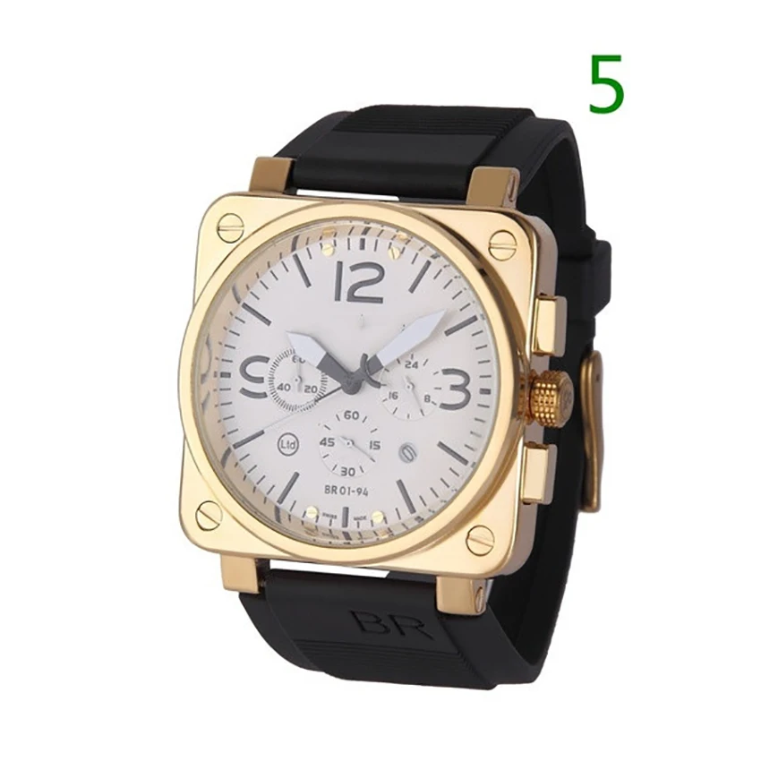 Для мужчин, мужские часы, полнофункциональный кварцевые часы квадратной BR часы 6-второй Бег классические часы Reloj военные наручные часы Relogio Masculino