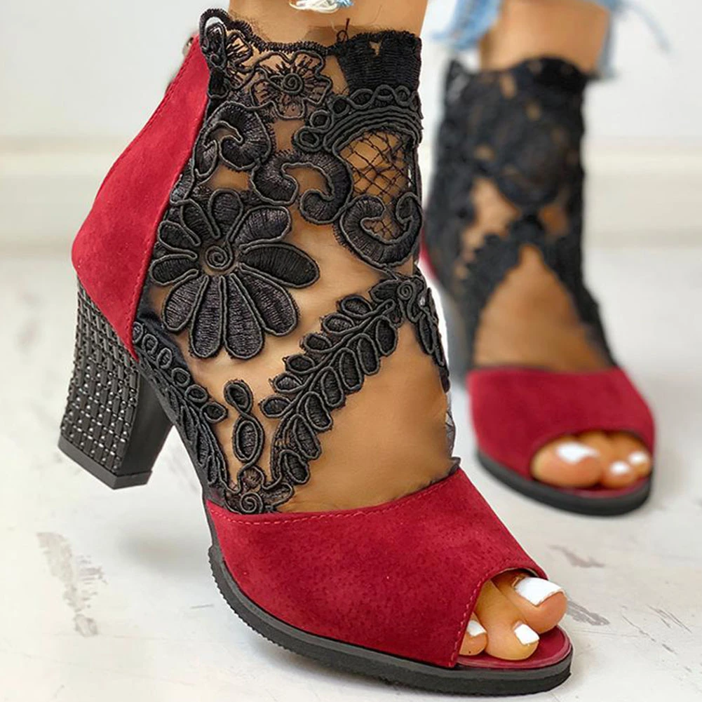lace mesh heels