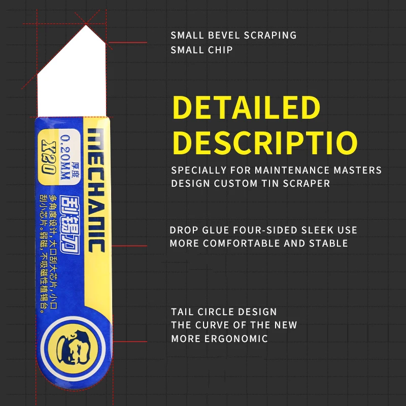 Mechanic High Toughness Solder Paste Tin Scraper Knife Scraper Tin Planting for BGA Stencil Reballing Mobile Phone Repair Tools