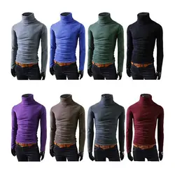 8 цветов брендовый осенний вязаный мужской свитер черный трикотаж Повседневный зимний мужской Высокий воротник поло свитер пуловер