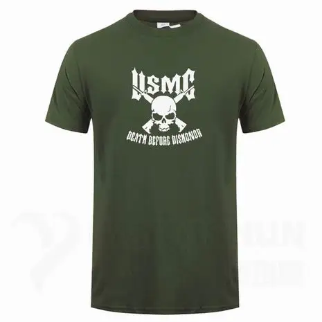 Usmc Marines Skull футболка с пистолетами художественный дизайн Мужская Футболка Высокое качество 16 цветов Чистый хлопок короткий рукав тройники уличная хип-хоп