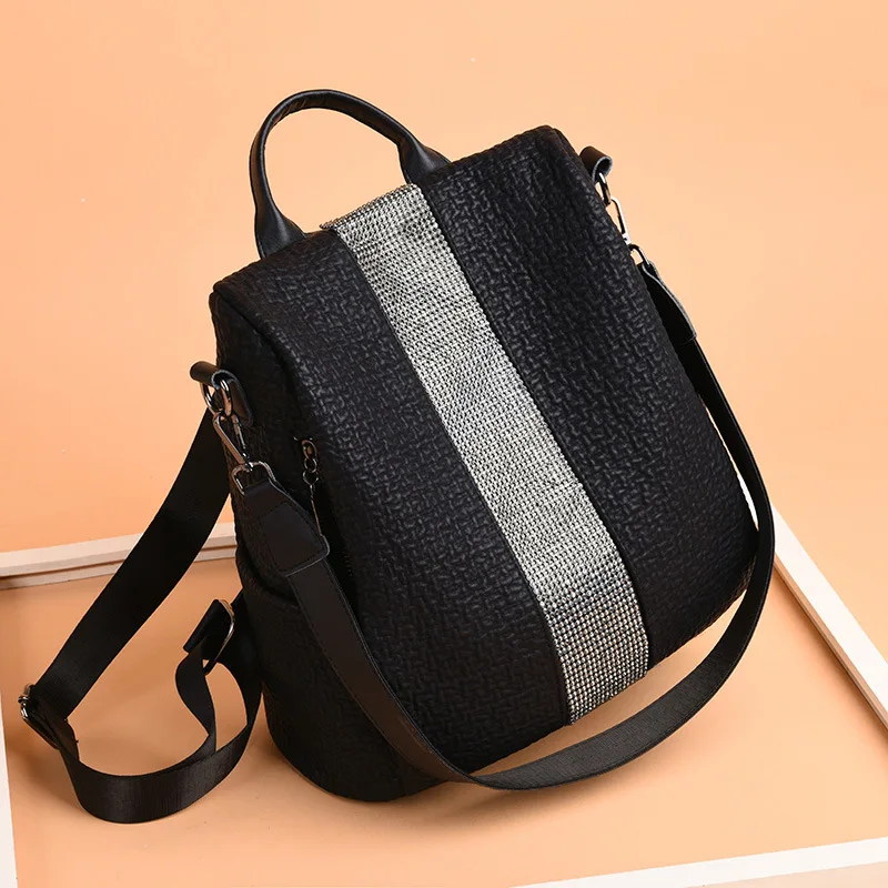 

Anti-Theft Backpack Women's 2019 New Style Elephant Pattern Soft Leather WOMEN'S Backpack Korean-style Fashion Versatile Diamond