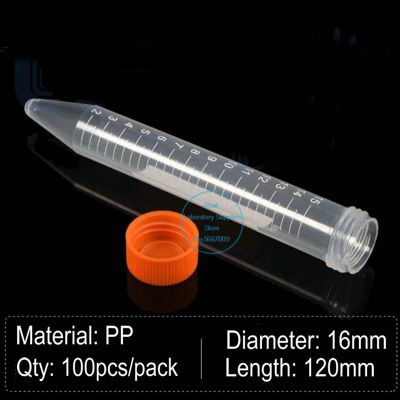 100pcs/lot 15ml Clear Plastic centrifuge tube PP Microcentrifuge Sharp-bottomed/Cone with screw cap Plastic Test Sample Vials