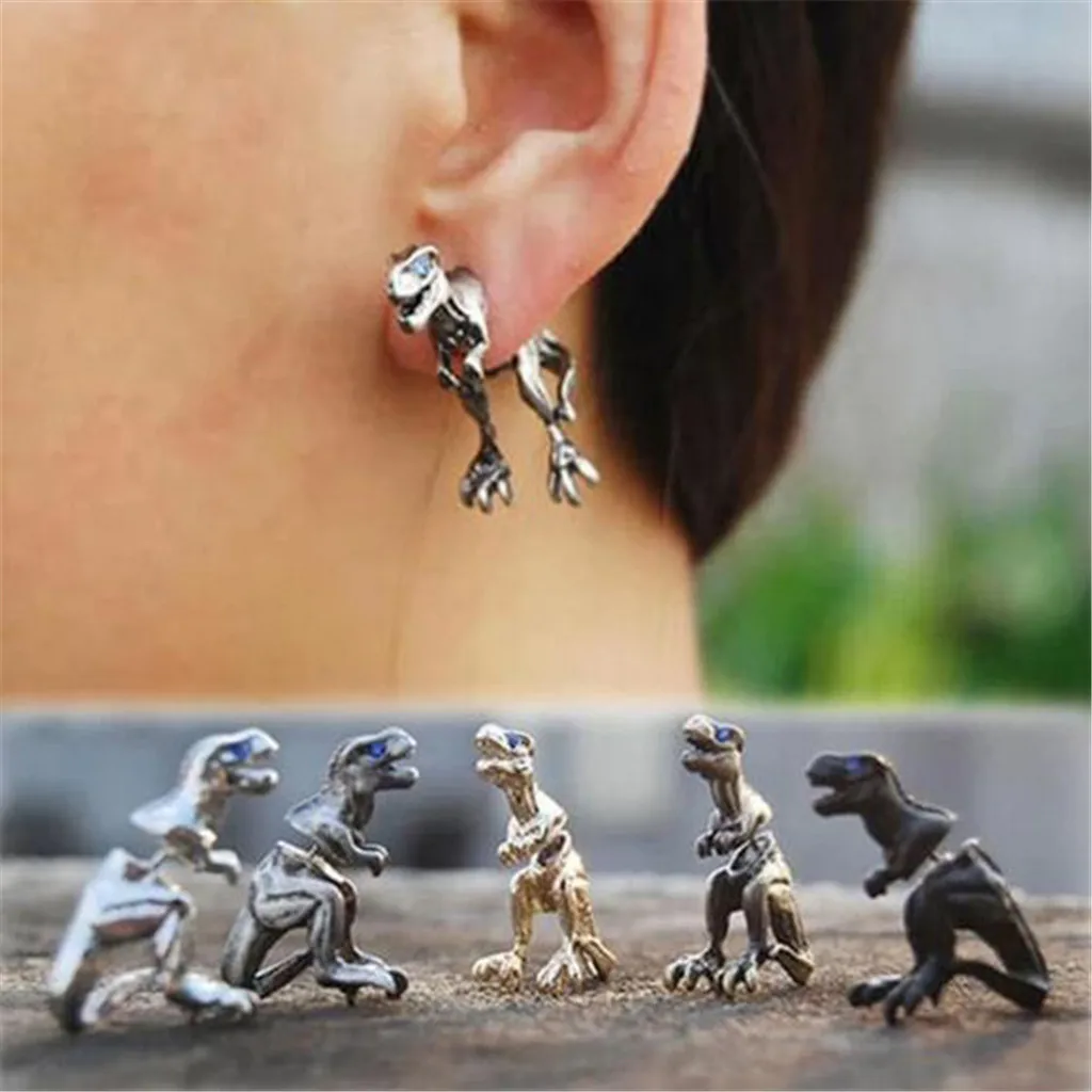 

Women Punk Dinosaur Piercing Stud Earrings Personality Earrings Bijoux Jewelry Gift Women Night Club Halloween Earrings kolczyki