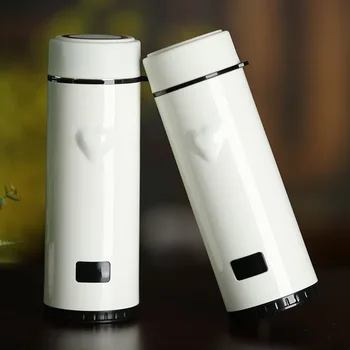 

Four Generation Heart-shaped Thermostat Originality Led Intelligence Gift Cup Stainless Steel Lovers Heart Touch Sense Cup