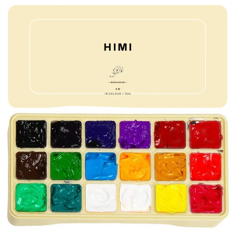 Gouache Paint Set 18 Vibrant Colors Non Toxic Paints with Portable Case Palette 1XCE