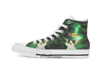 

St Patrick Lucky Irish Skull Cartoon Custom Casual High Top lace-up Canvas shoes sneakers Drop shipping