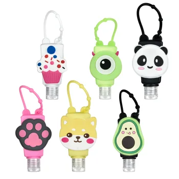 

6pcs Cartoon Mini Hand Sanitizer Split Bottles Travel Portable Hand Gel Holder Split Bottles No Clean Detachable Cover Bottle