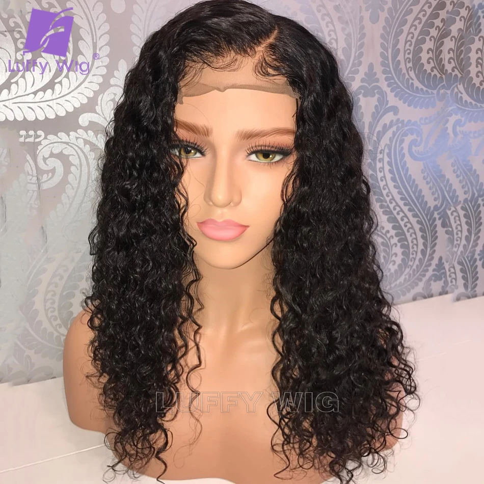 

Curly Lace Closure Wig 5x5 PU Silk Base Lace Front Human Hair Wigs Pre Plucked Remy Brazilian Hair Emulation Scalp Top Wig LUFFY