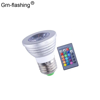 

E27 GU10 RGB LED Bulbs 3W AC85-265V Brightness LED Spotlight lamps for indoor Magic Holiday Lighting With IR controller