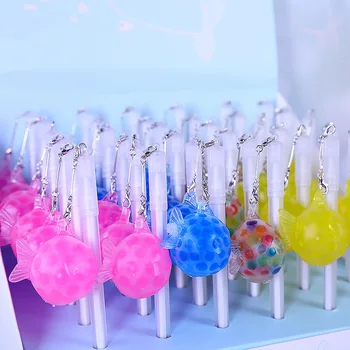 

36 pcs/lot Creative Fish Pendant Gel Pen Cute 0.5 mm black ink Signature pens office school writing supplies stationery gift
