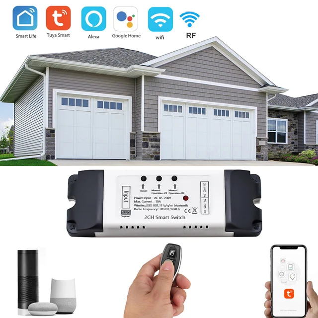 Wifi Wireless Switch Smart Module 2CH DC5V 12V 32V 110V 220V Inching Self-lock 10A Relay Tuya APP Control For Garage Door Opener 1