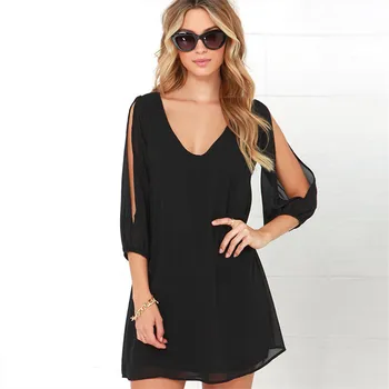 

Womens Sexy V-neck Dress Summer Women Casual Brief Loose Chiffon Party Dress Female Elegant MIni Dresses Women's Vestidos