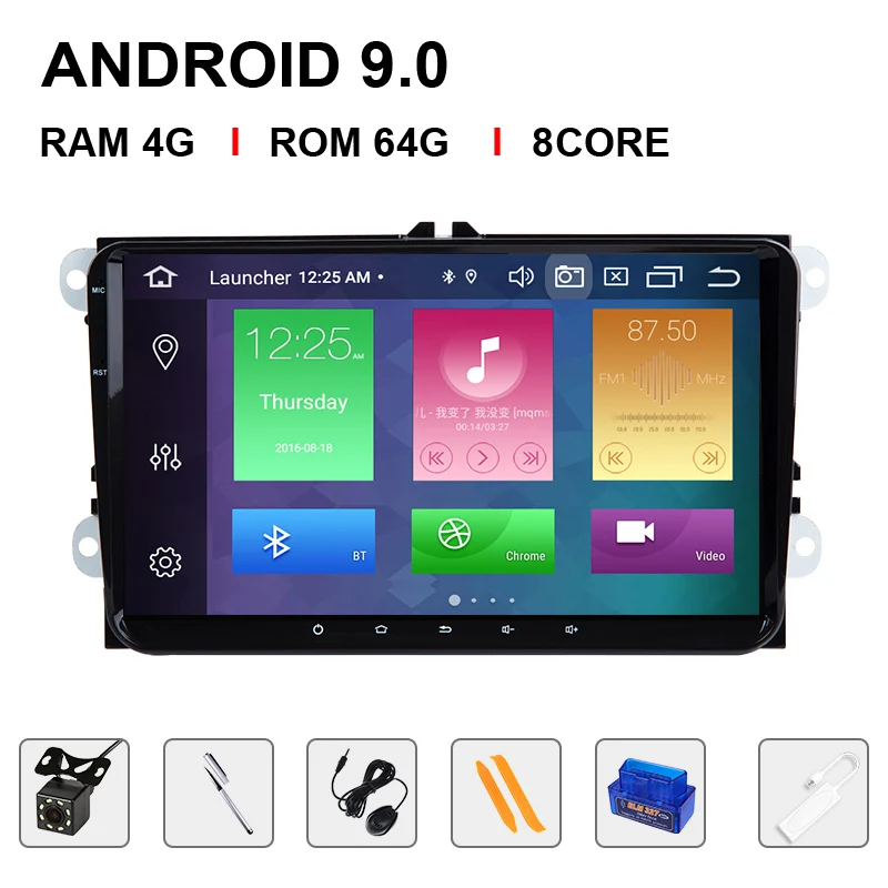 64ROM Carplay OBDCam " ips DSP 64G 2 Din Android 9 Авторадио Навигация для Amarok волксаген VW Passat B6 golf 56 Skoda octavia Superb 2 OBD Carplay - Цвет: 64ROM Carplay OBDCam